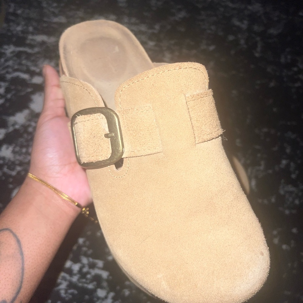 Tan Suede Women's platform Slip-On Shoes